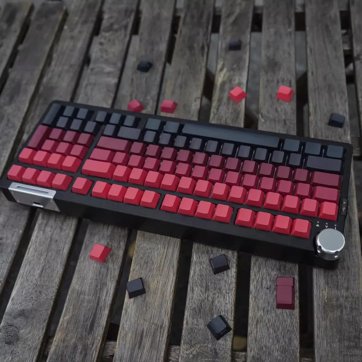 139 Keys Dye Sublimation Black Red Gradient Keycaps Side Engraved PBT Material  Cherry Profile For Mechanical Keyboard Keycaps