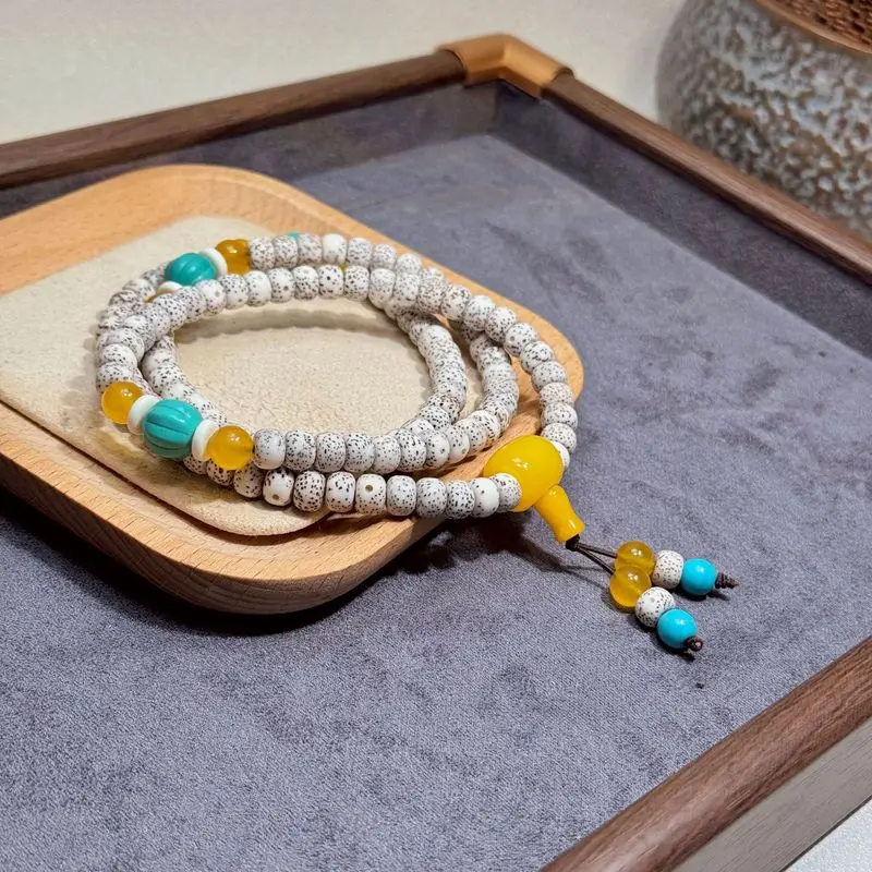 Hainan Star Moon Bodhi Bracelet 108 High-Density Aged Seeds Buddhist Prayer Beads Multi-Layered Accessories for Men and Women