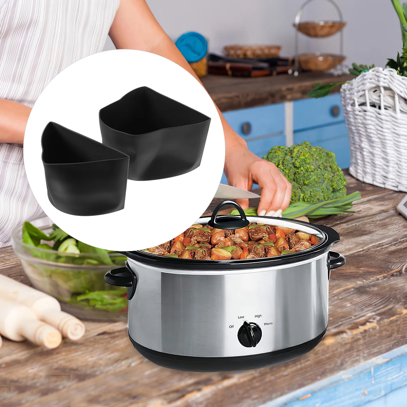 

1Set Slow Cooker Liner Silicone Heat-Resist Insert Pot Kitchen Accessory Reusable Multi-Function Cooker Liner