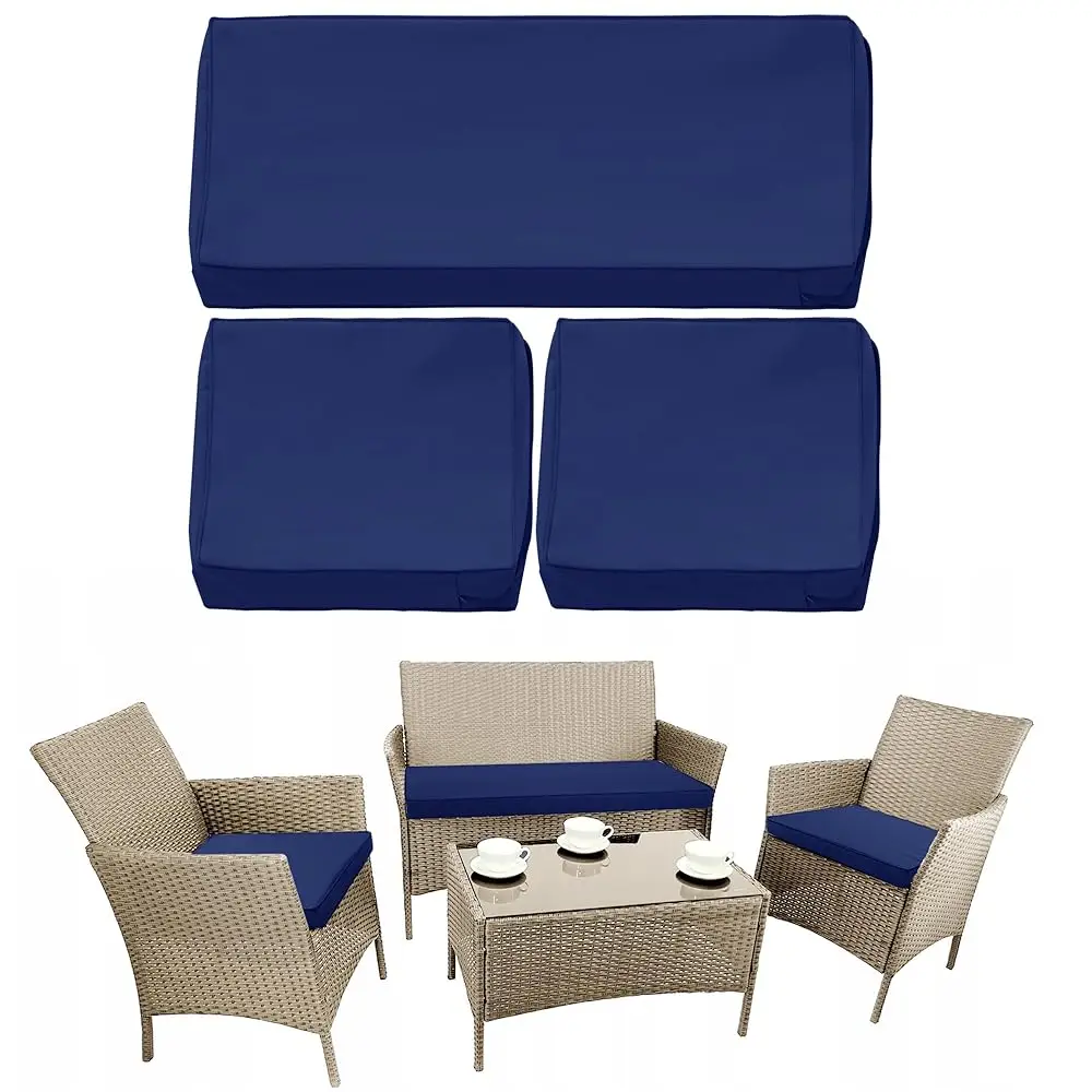 

3 Pa Patio Cushion Covers Set Outdoor Cushion And Pillow Replacement For 4 Pieces 4 Seater Outdoor Furniture Sofa Waterproof