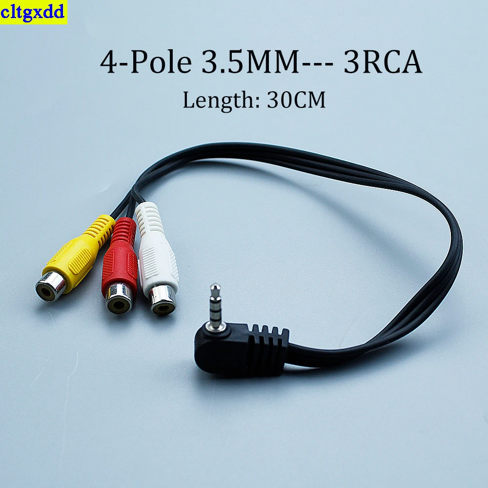 

cltgxdd 1piece 4-pole 3.5mm to 3 RCA Female A/V video cable adapter speaker cable connector 30CM power cord