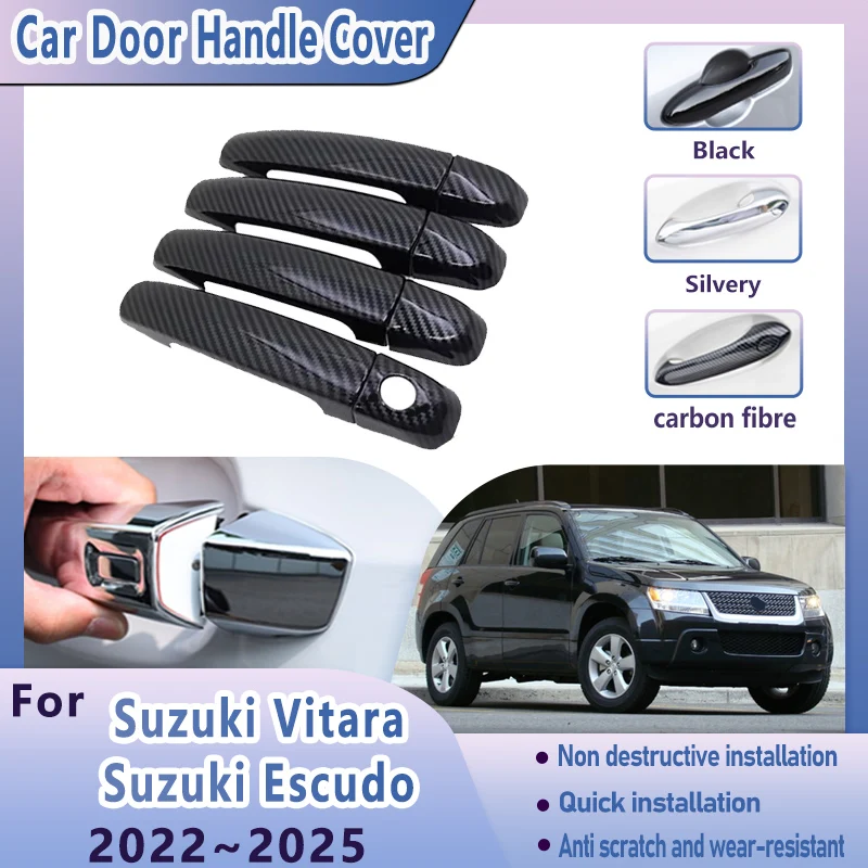 Car Door Handle Cover For Suzuki Vitara MK3 JT Grand Nomade Escudo 2006~2014 Handles Decorate Stickers StylingTrims Accessories