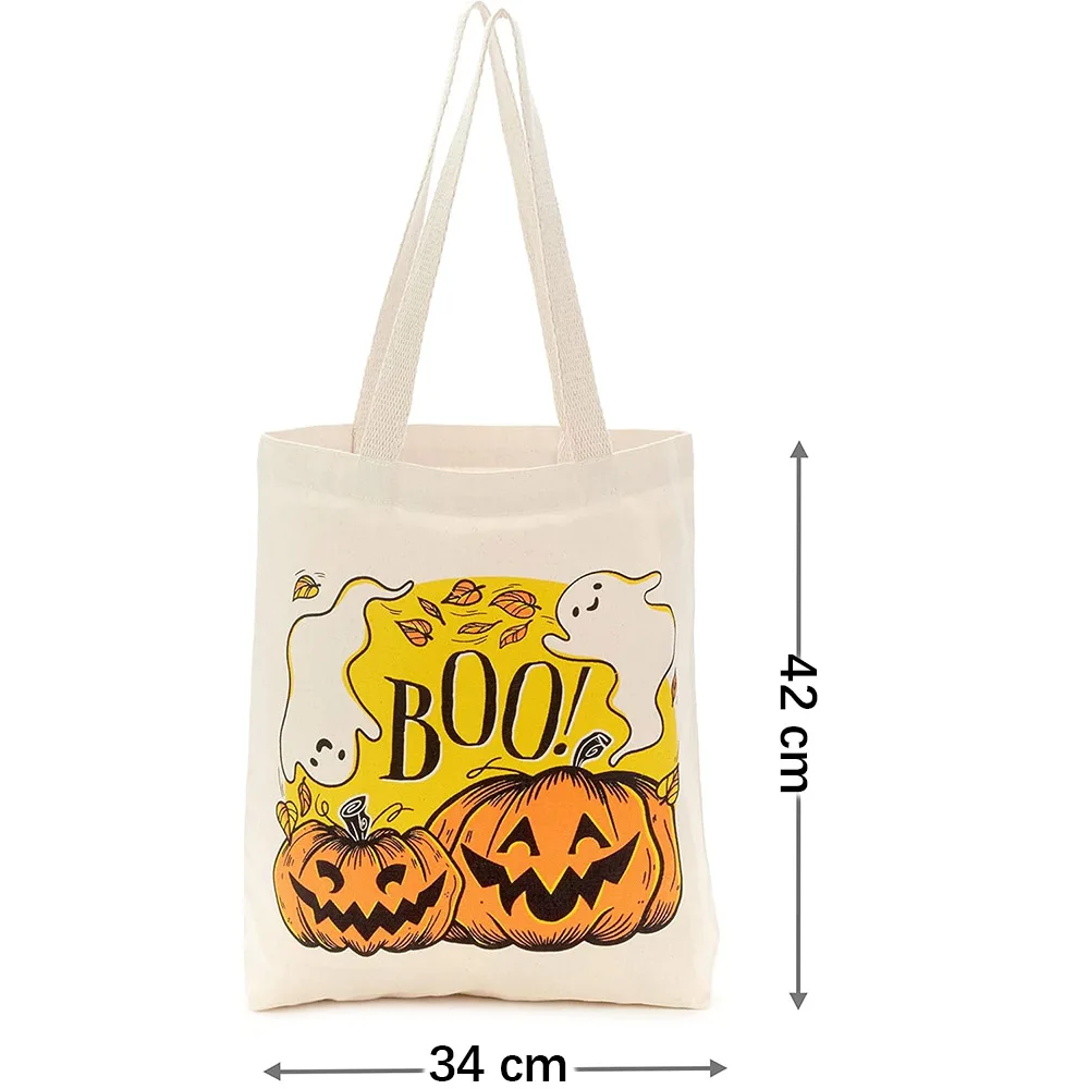 1 pcs Halloween Tote Trick or Treat Bat and Spiders Reusable Canva Bag for party decoration supplies Grocery Shopping gifts