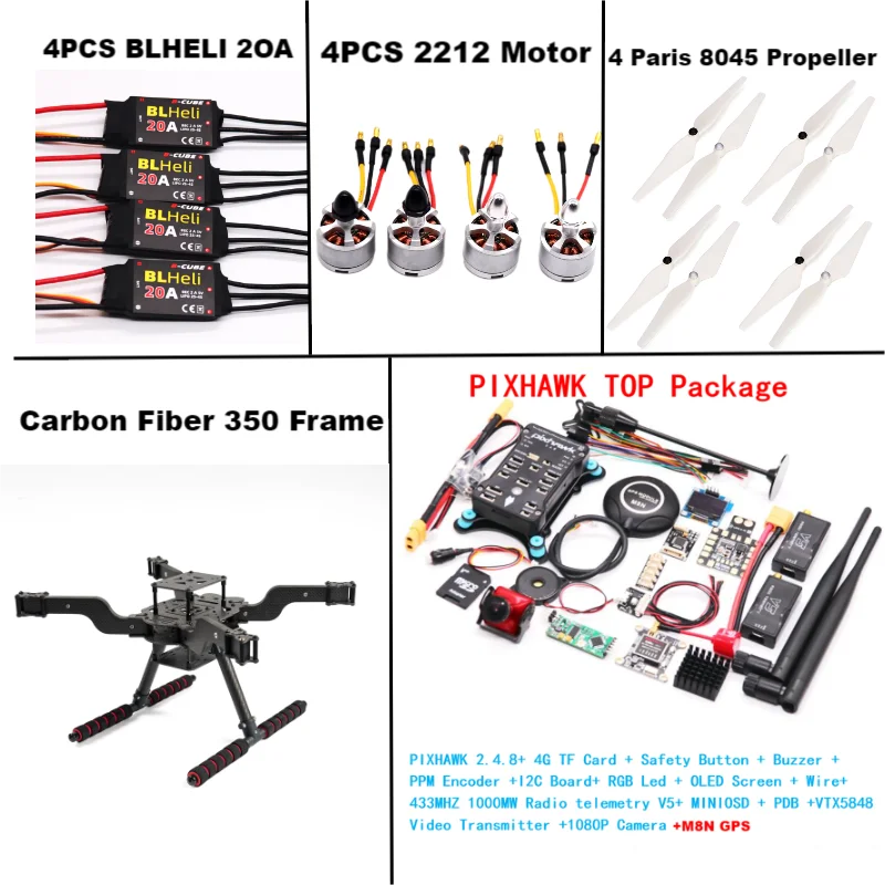 FPV PIXHAWK 2.4.8 M8N nouveau drone intelligent open source FLY350 300 380 450MMpix quadrotor support retourné