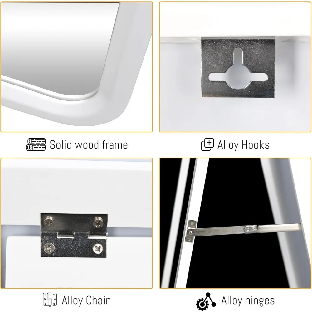 Großer, boden-/wandmontierter Ganzkörperspiegel aus Massivholz mit Holzrahmen, LVSOMT 63 x 22, freistehender großer Körperspiegel für Zuhause D