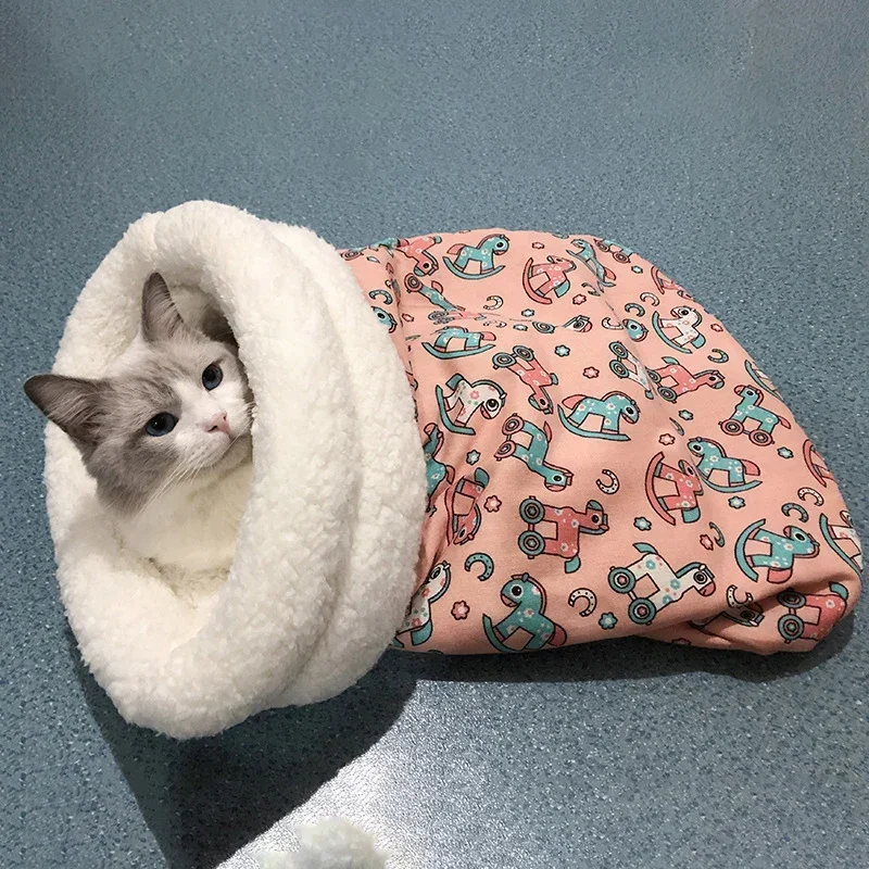 1PC Warm Cat Sleeping Bag Soft CatBed Comfortable Tunnel Cat Nest Closed Pet House for Cat Lovely Nest CatAccessories