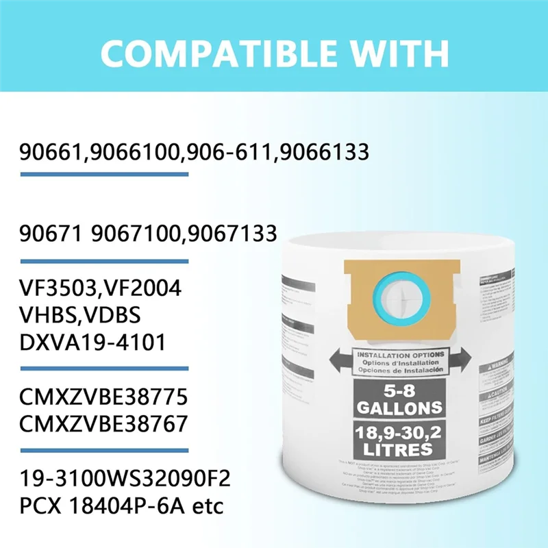 AB15-пылесборники для магазина Vac 5–8 галлонов, вакуумный тип E/H 90661 906-61 9066100, одноразовые сменные фильтрующие мешки для сбора