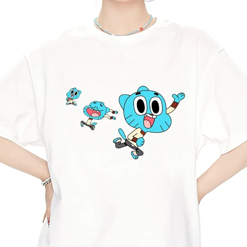 

Cartoon The Amazing World of G-Gumball T Shirt Men Couple Combination Clothes Short Sleeve Collar Fashion Women Cotton