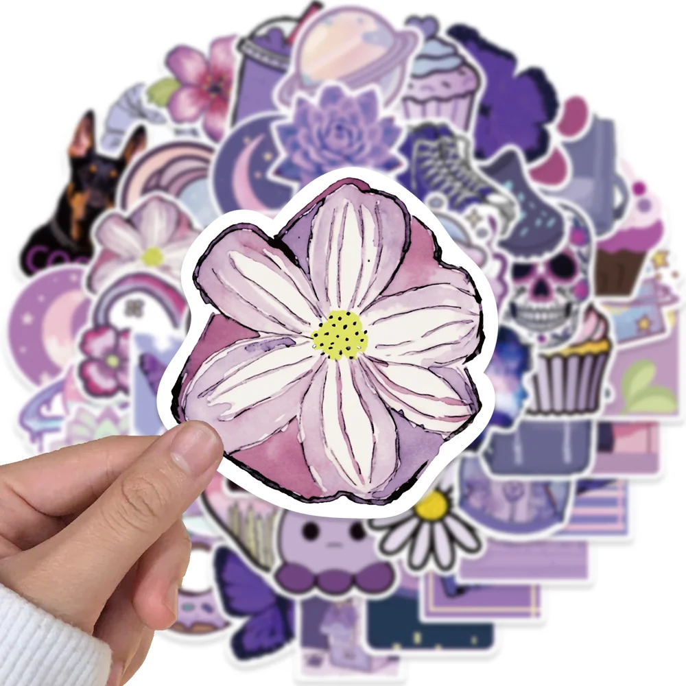 50pcs INS Style Purple Things Stickers Fashion Graffiti Waterproof DIY Laptop Guitar Phone Case Envelope Scarpbook Diary Sticker