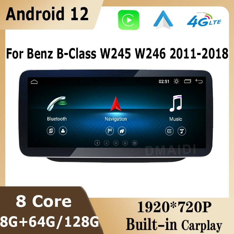 

Andriod 13 8G+128G 10.25/12.5inch Display Car Radio GPS Multimedia Player For Mercedes Benz B Class B180 W245 w246 2011-2018