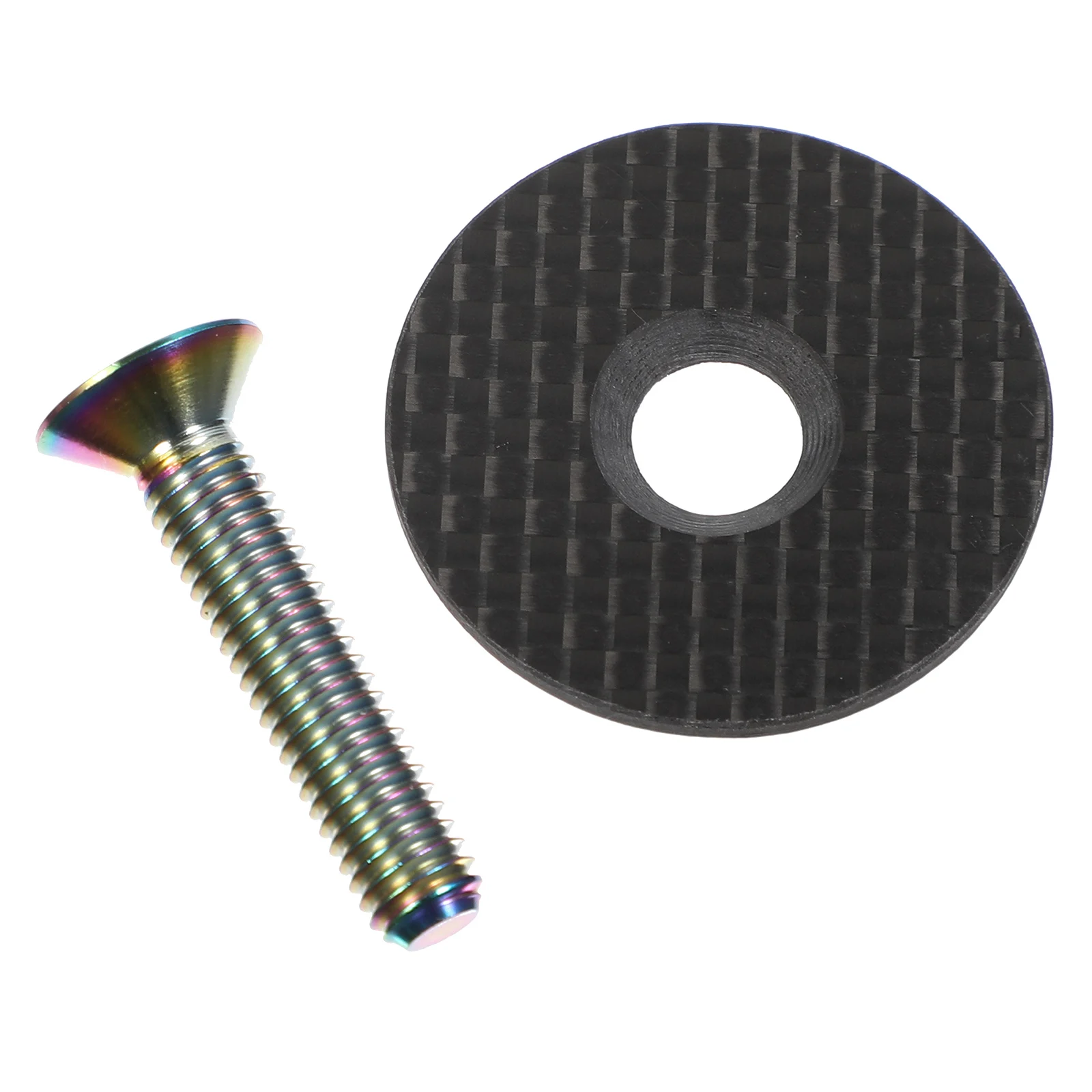 

Carbon Fiber Titanium Headset Cap for Bike Road Bicycles Durable High Quality Practical Use Bike Accessories
