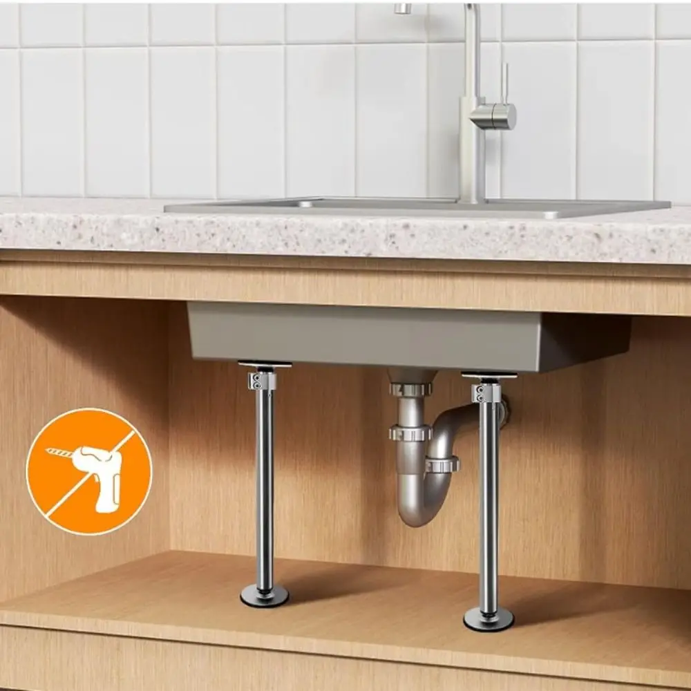 Support Rod Stainless Steel Undermount Sink Brackets Adjustable Telescopic Adjustable Sink Legs Sink Repair Kit Under Counter