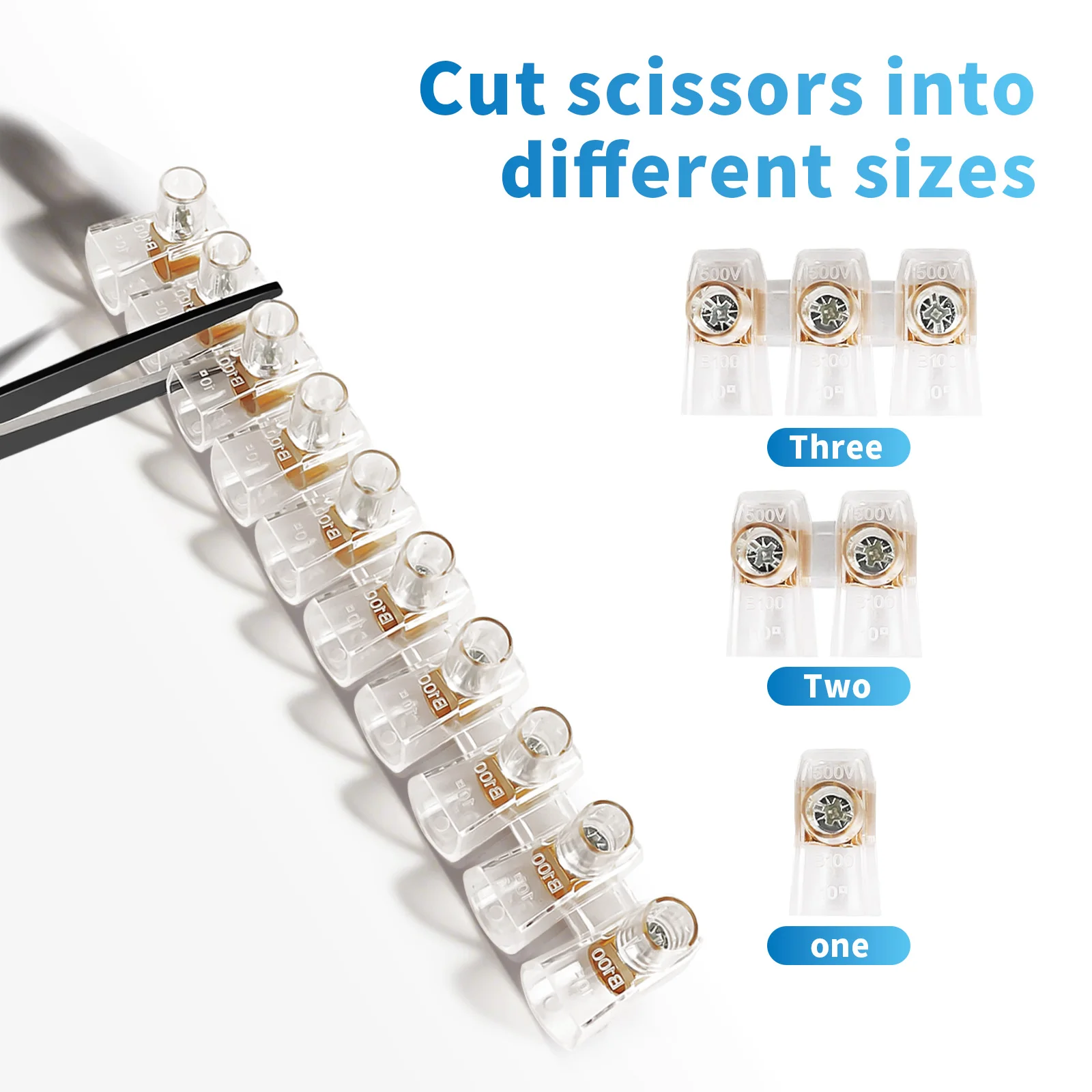 100 bornes électriques à noyau unique avec capuchon 2,5 mm2 4 mm2 6 mm2 10 mm2 en 10 fentes de pôles, isolation transparente pour câbles