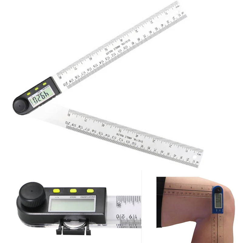 0-200mm  Digital Angle Finder Meter 0-360 Degre LCD Plastic Protractor Goniometer Ruler