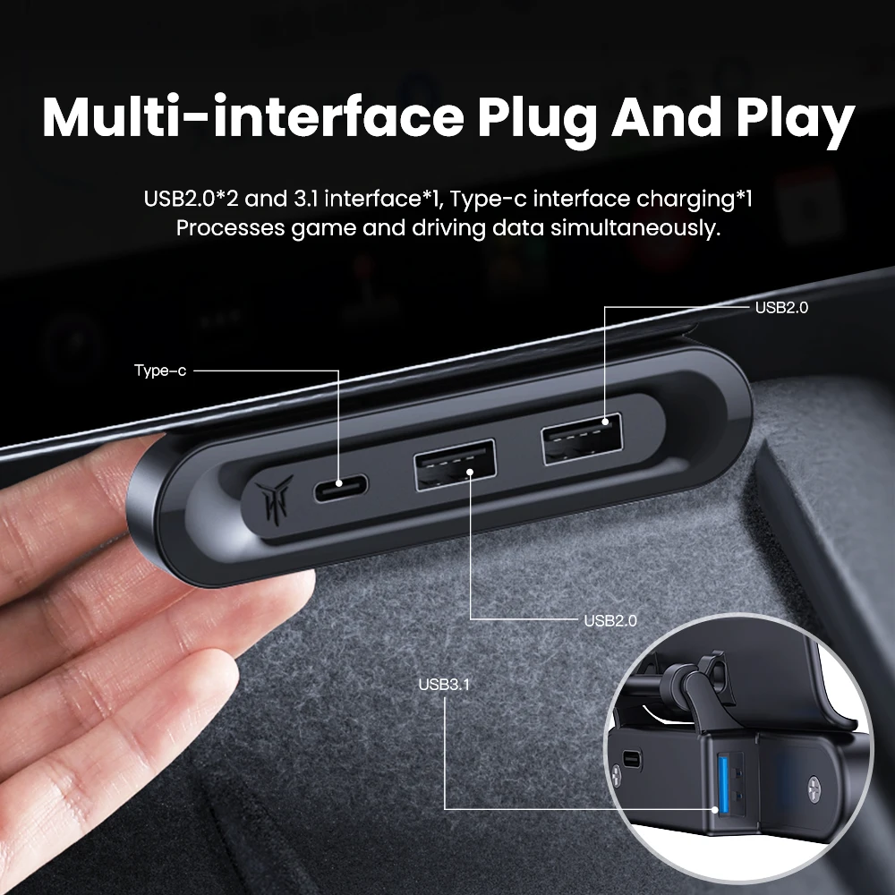 YZ For Tesla Model 3 Highland Model Y 2024 Expansion Dock Central Control Charging Shunt USB HUB Accessories Quick Charger