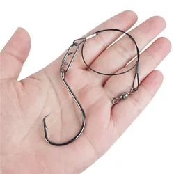 15Pcs Catfish Circle Hooks Saltwater Catfishing fishing rig Hooks Steel Wire Leader for Bass Catfish Rig Offset Fishing Hooks