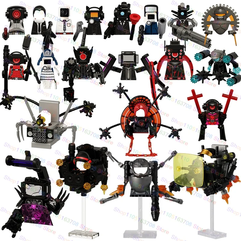 MOC Skibidi toilette homme Anime dessin animé briques poupées caméraman haut-parleur TV homme Mini Action briques blocs de construction figurines jouets