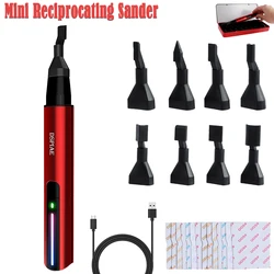 Mini Reciprocating Sander Set Portable Electric Sanding Pen USB Rechargeable Mini Sander with Overload Protection 3 Gears