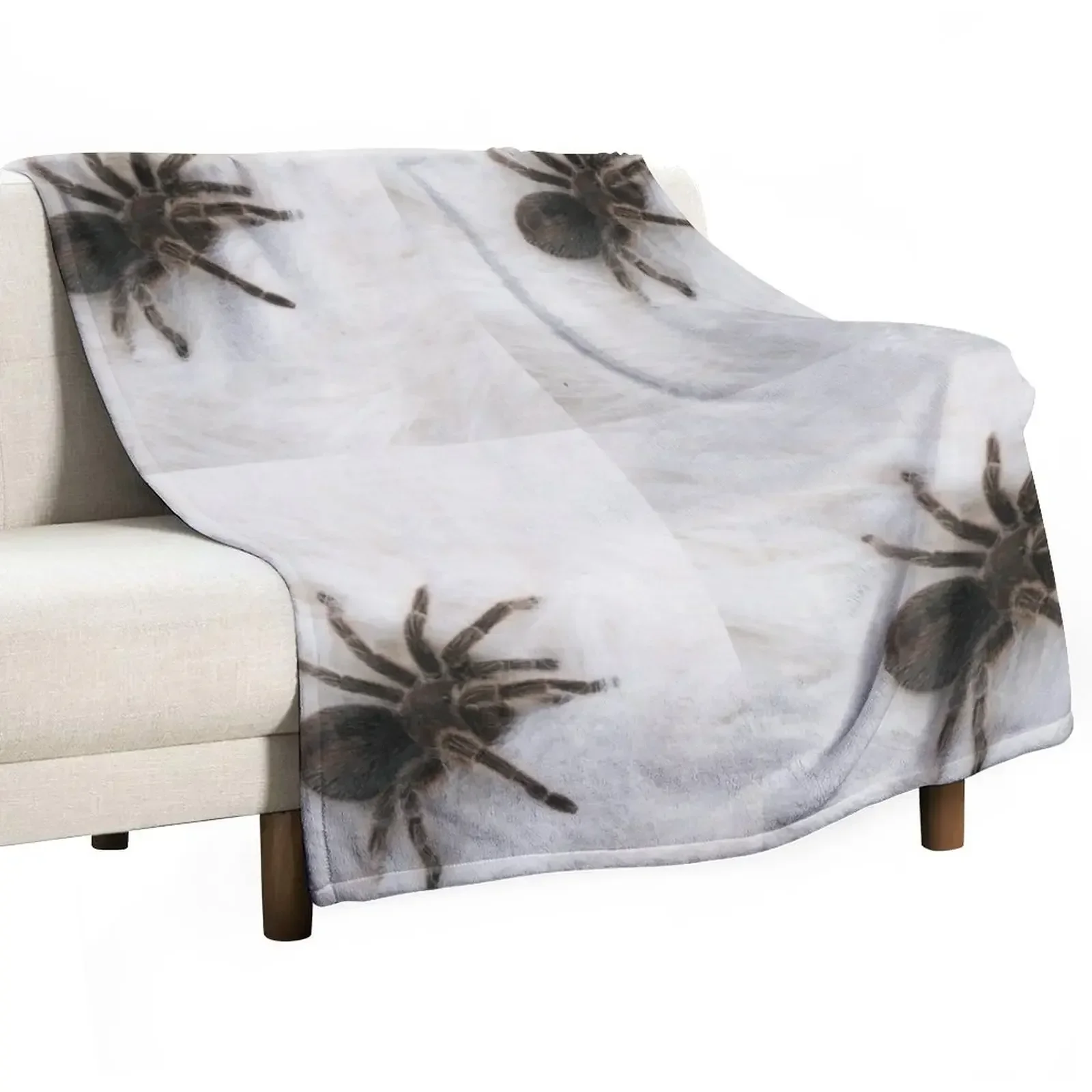 Tarantula on Fur Throw Blanket Camping Plaid Bed Blankets