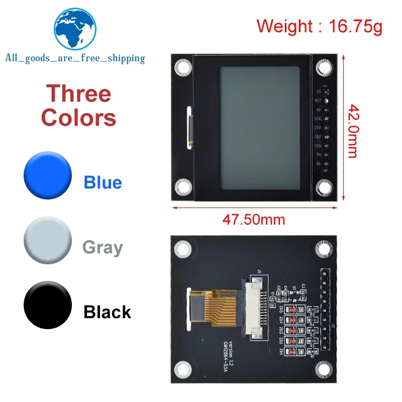 Imagem -02 - Tela Lcd para Arduino Módulo Serial Port Dot Matrix Spi Frame de Ferro 12864 12864 Tzt 12864 12864