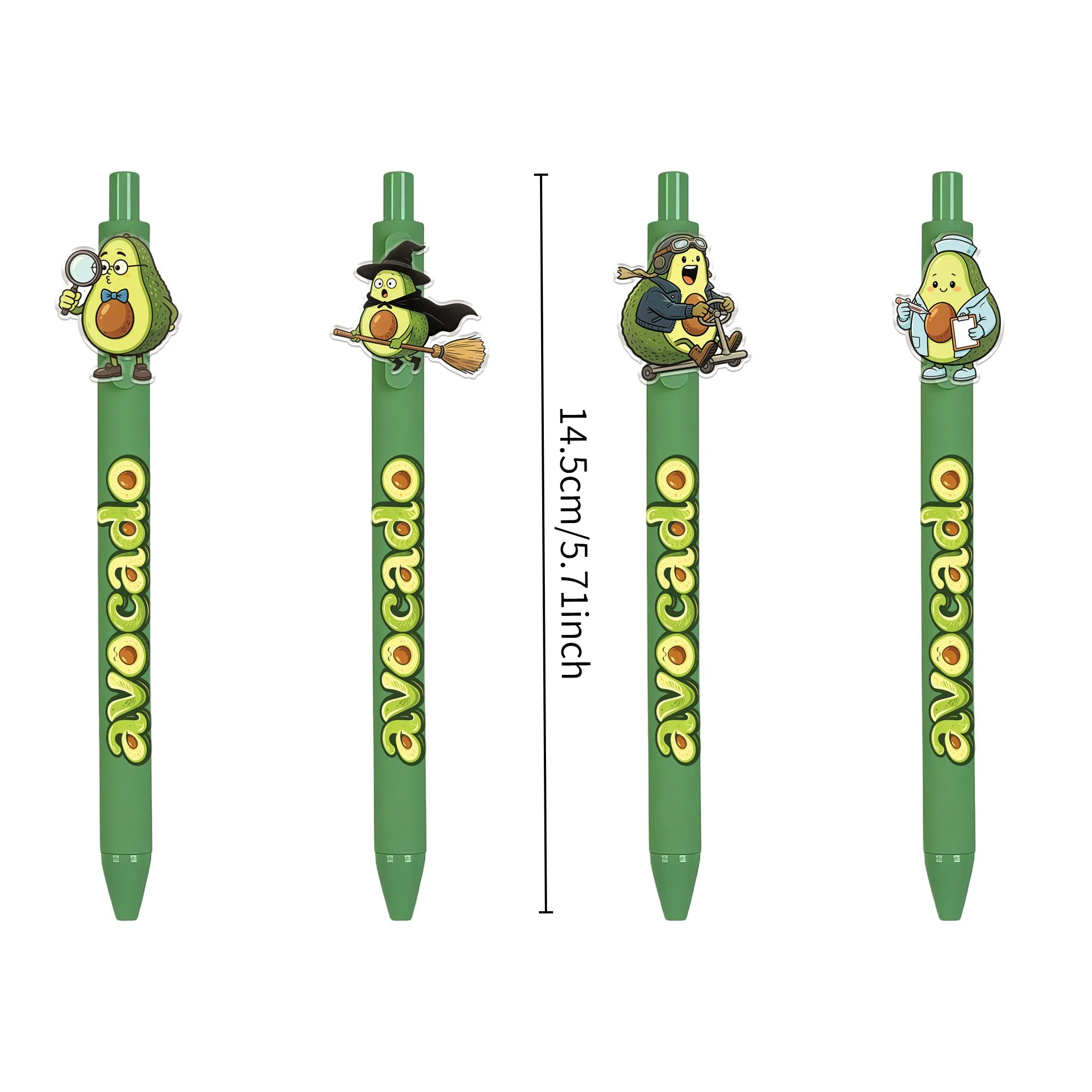 12Pcs Avocado-Themed Ballpoint Pens, Fruit Acrylic Design, Smooth Writing Pens, Easy to Use, Random Patterns