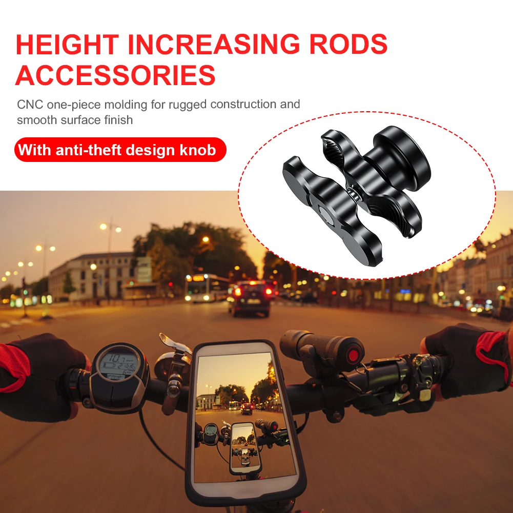 

Anti-Theft Double Socket Arm Aluminum Alloy Motorcycle Extension Arm 25mm Ball Head Bike Phone Bracket Height Increasing Rod