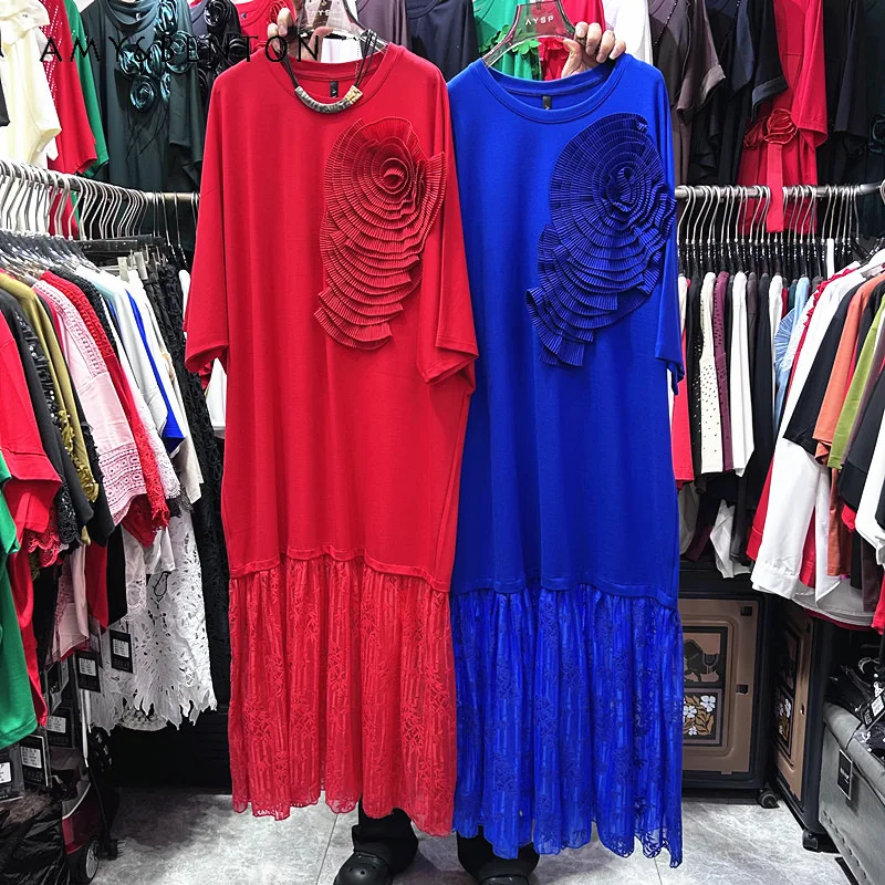 

Женское летнее платье макси с 3D цветочным кружевом и пэчворком, новинка 2026 года, в стиле Y2K, повседневное, свободного кроя, стройнящее, доступно в 3 цветах