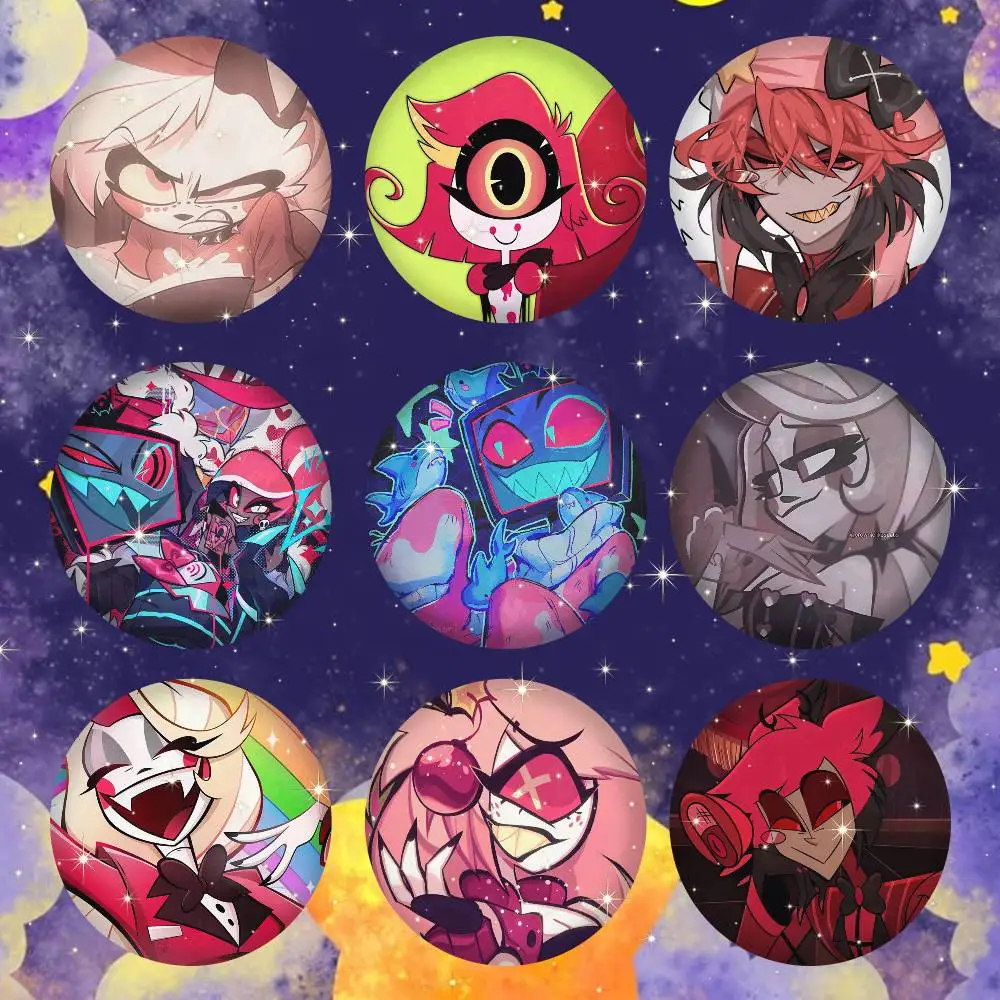 H-Hazbin-N Anime Round Badges, Brooches, Clothing Accessories, Birthday Gifts, Anime Conventions