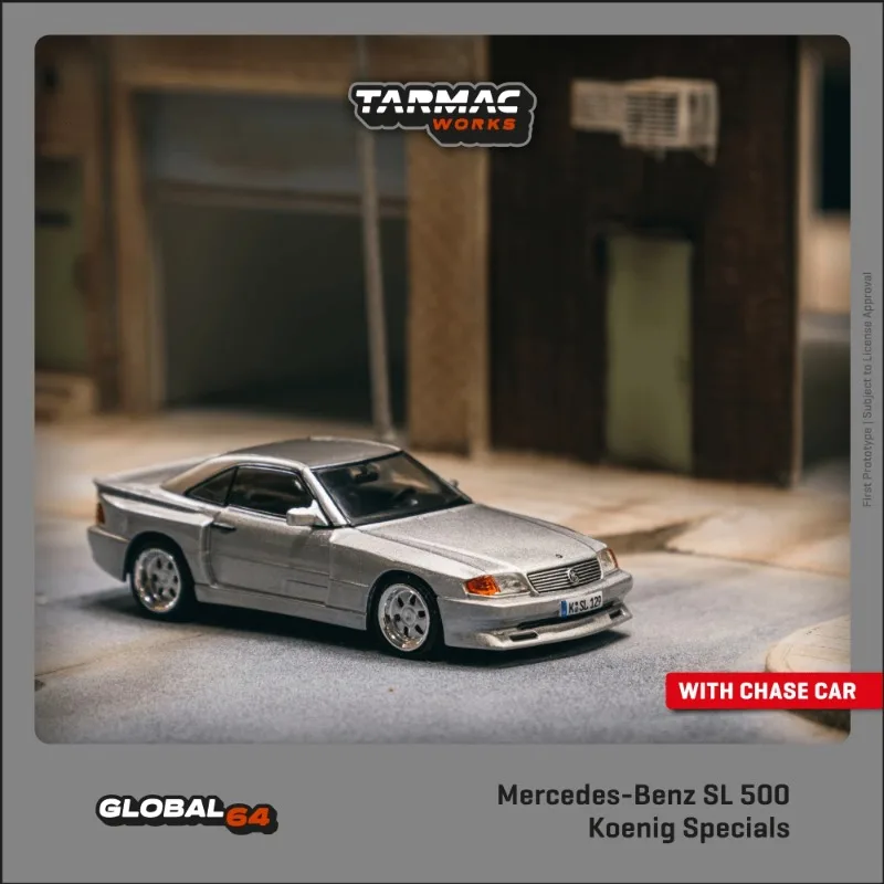 1:64 Mercedes-Benz SL500 silver alloy simulation model, children's collection of decorative toys, holiday gifts for children.