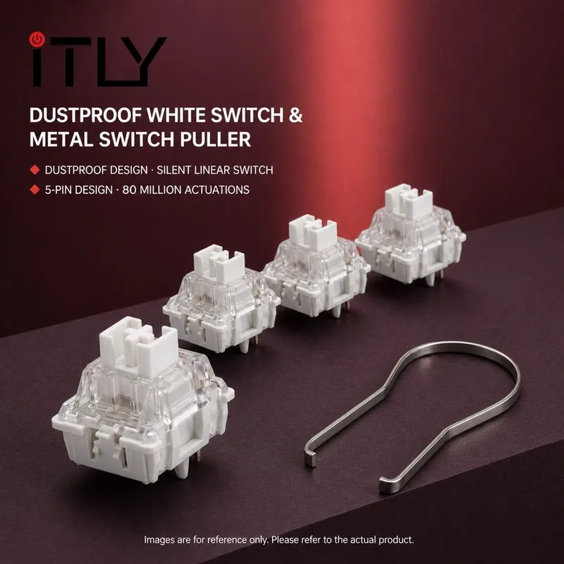 ITLY 50PCS Dustproof Silent Linear Switch 5 Pin 50gf Mechanical Keyboard Switches with Metal Puller for MX Custom Keyboard