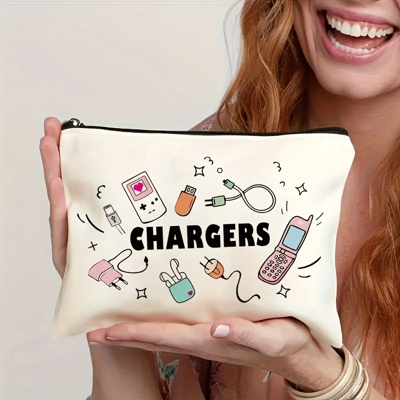 ChargersDurable and fade-resistant,Fashion gifts，Easy to close with a zipper，Portable makeup bag，Student pencil case，Cosmetic gi