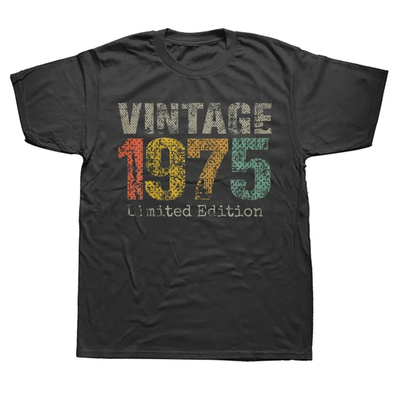 Funny 48 Year Old Vintage 1975 Limited Edition T Shirts Summer Streetwear Short Sleeve Birthday Gifts T-shirt Mens Clothing