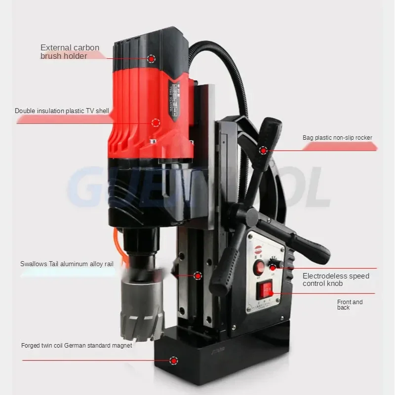 Magnetic Hole Drill  Tapping Drill Attack Machine Iron Suction Adjustable Speed Forward Reverse Electric Drill