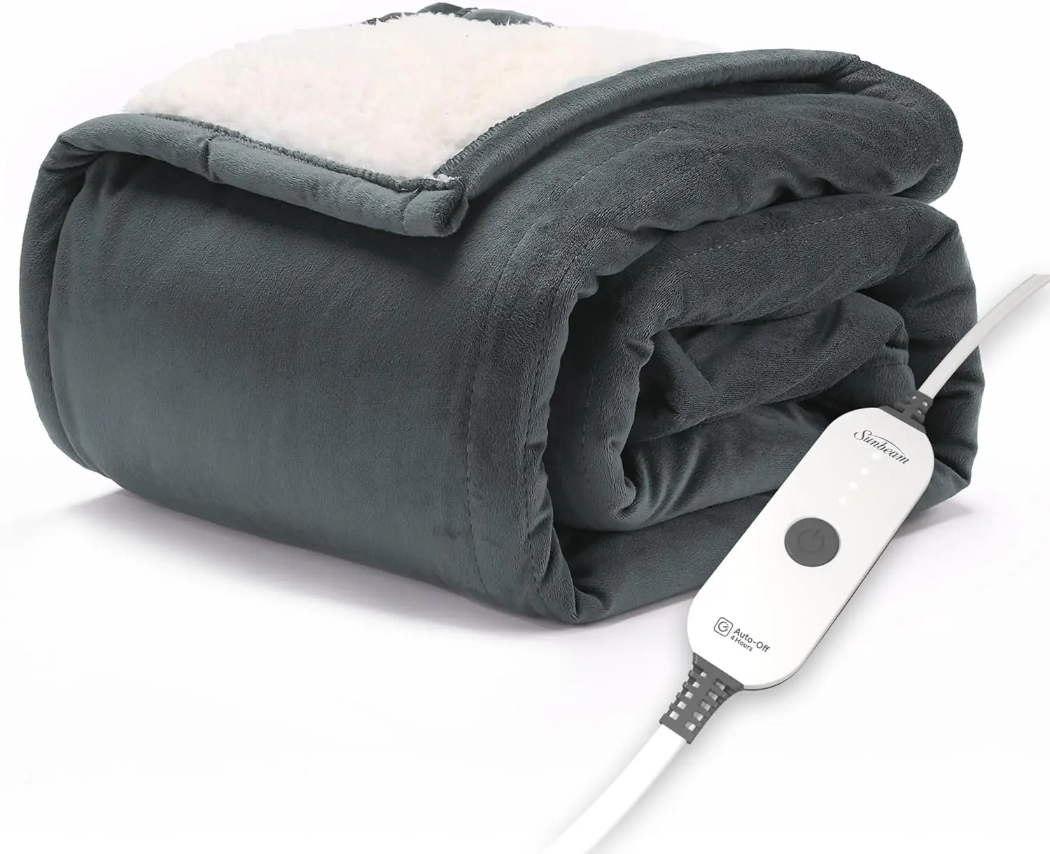 

Royal Mink Sherpa Heated Blanket, 4 Heat Settings, Auto Shut-Off, Fast Heating, Night Fog Color, 50x60 Inches