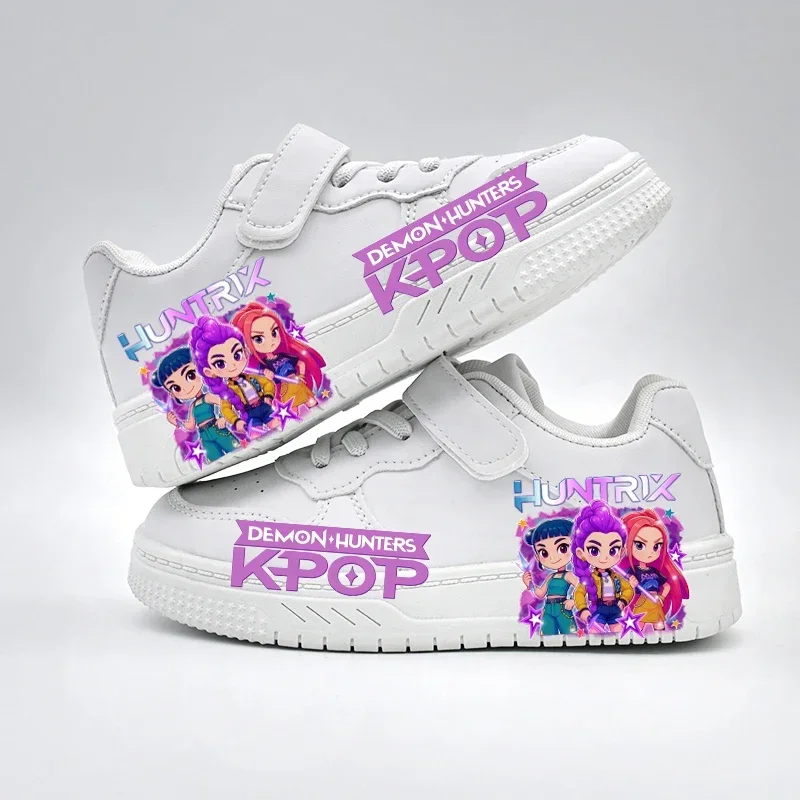 Children Casual Shoes White Pu Leather Plain Design School Kids Sneakers Unisex All-match 26-35 Four Seasons Boys Girls Shoes