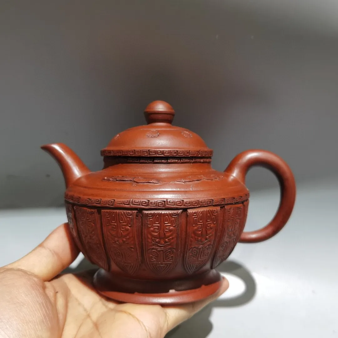 

8"Chinese Yixing Purple Clay Pot Lantern pattern Palace lantern shape pot Kettle Teapot Pot Tea Amass wealth Ornaments