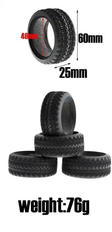 Metal Wheel Rim Hub Rubber Tire Tyres Universal For 1/10 RC On-road Racing Car Drifting HSP 94123 94122 FW06 TT01 TT02