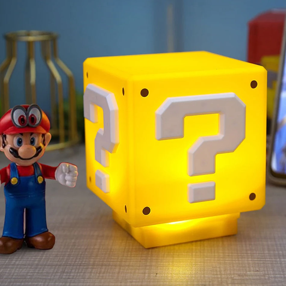 USB Charging LED Question Mark Night Light Super Mario Bros Games Children Night Light Bedroom Table Lamp Kids Birthday Gifts