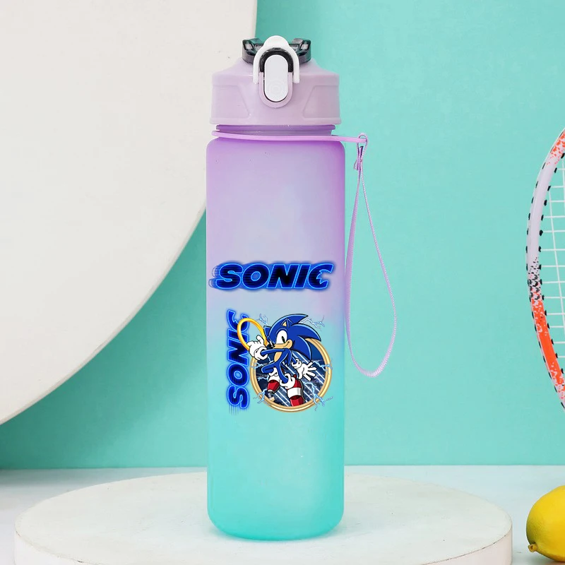 750ml Sonics Sport Waterflessen Anime Frosted Fles Outdoor Reizen Gym Fitness Kannen Draagbare Drinkbekers Jongens Meisjes Gift
