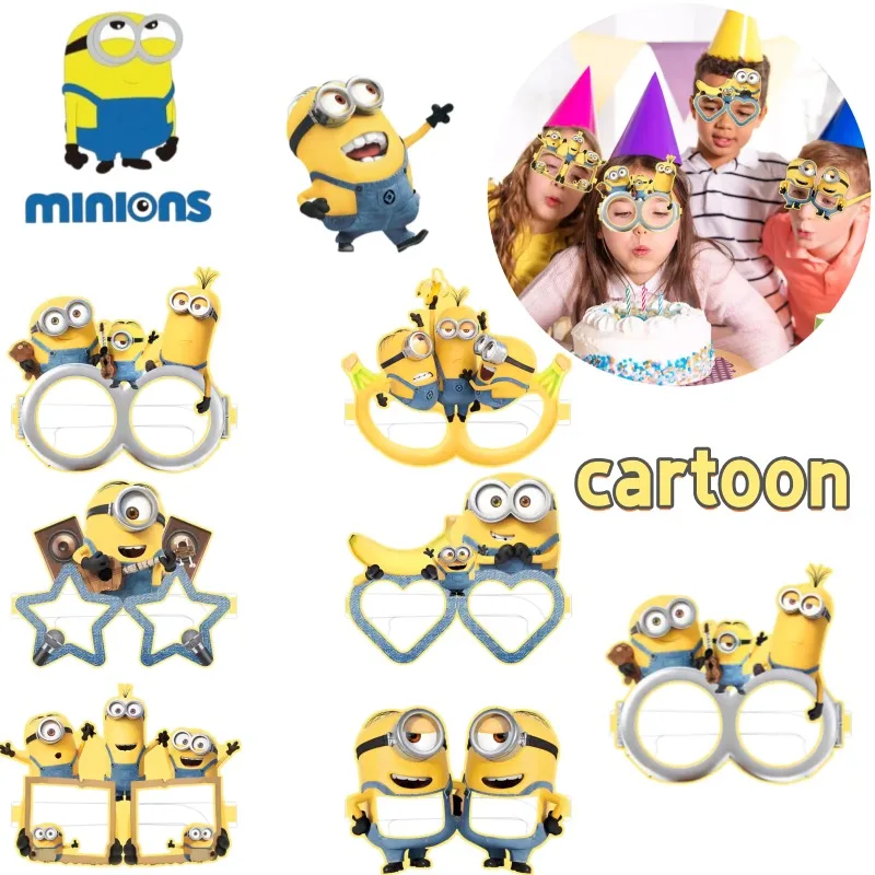 

Новые креативные бумажные очки в стиле миньонов: милые, модные, персонализированные, для студентов, на день рождения, для фотосессий, декоративные