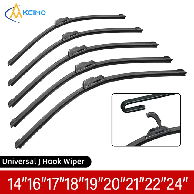 1 szt. uniwersalne pióro wycieraczki J-Hook typu U wycieraczka bez kości ciche trwałe pióro wycieraczki samochodowej 14 "16" 18 "19" 20 "21" 22 "24"