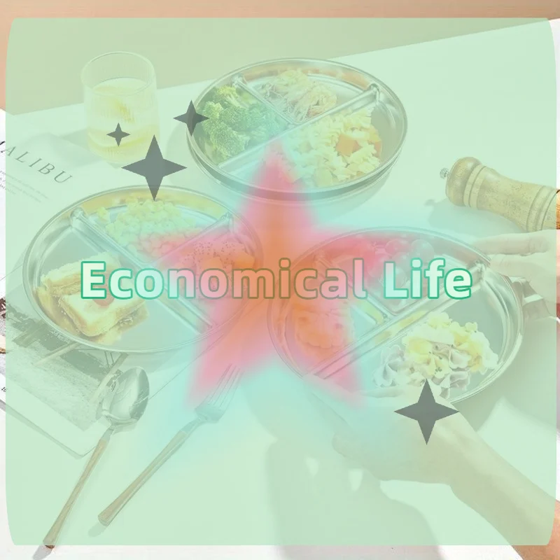 1/3Pcs 23CM Round Stainless Steel 3 Grid Durable Dinner Plate Serving Tray For Kids Student Quantitative Proportion Meal Plate