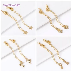 18K Gold Plated Extension Chain With Lobster Clasps End Extension Tail Chain For Jewelry Making DIY Bracelet Necklace Findings