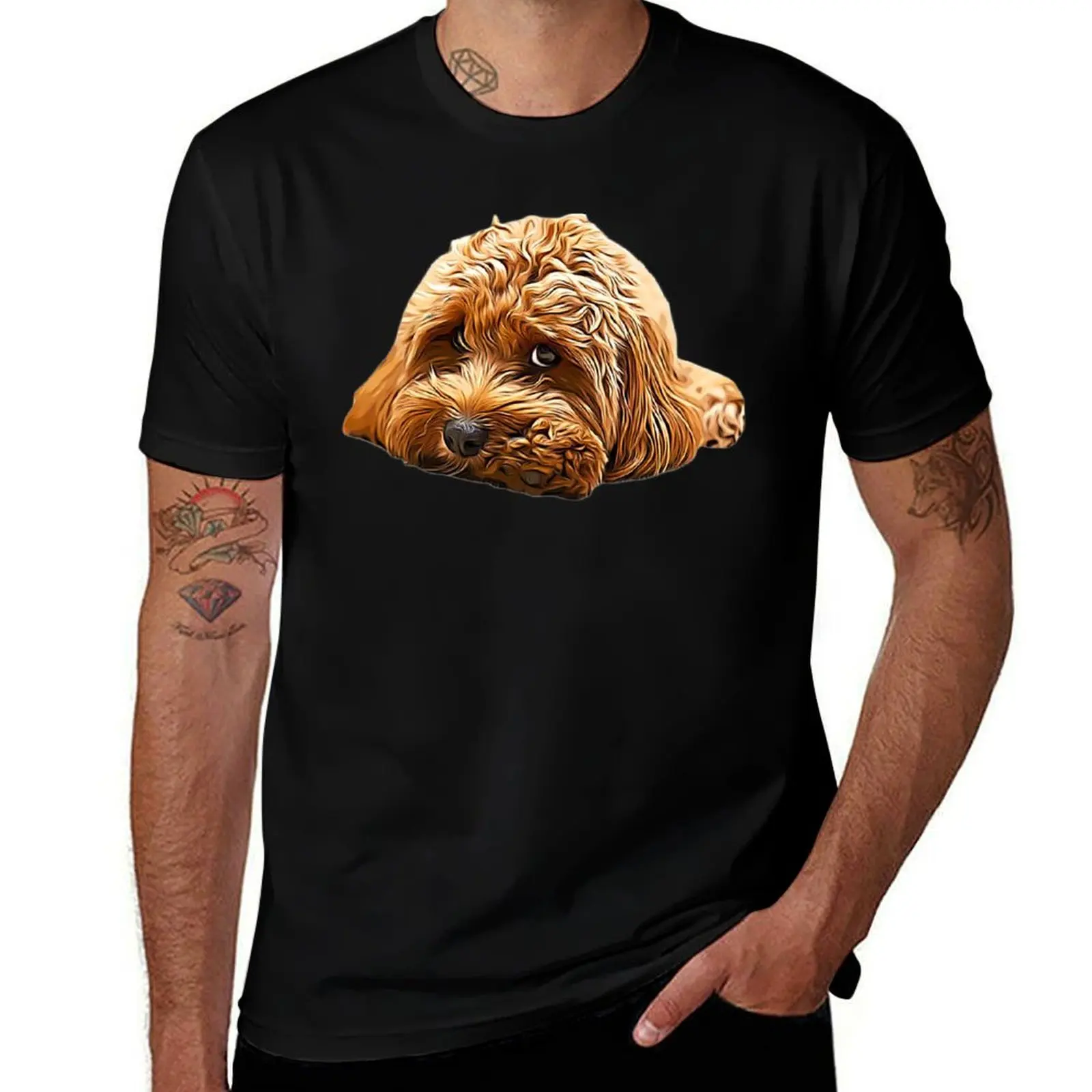 Cavapoo Cavoodle Cockerpoo Puppy Designer Dog Poodle Mix T-Shirt Work Short Sleeve Cotton Top T-Shirt
