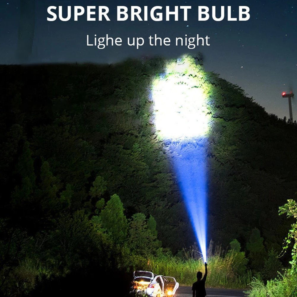 Super Bright Flashlight Rechargeable Outdoor Multi-function Led Long-range Spotlight Power Display COB Torch Light