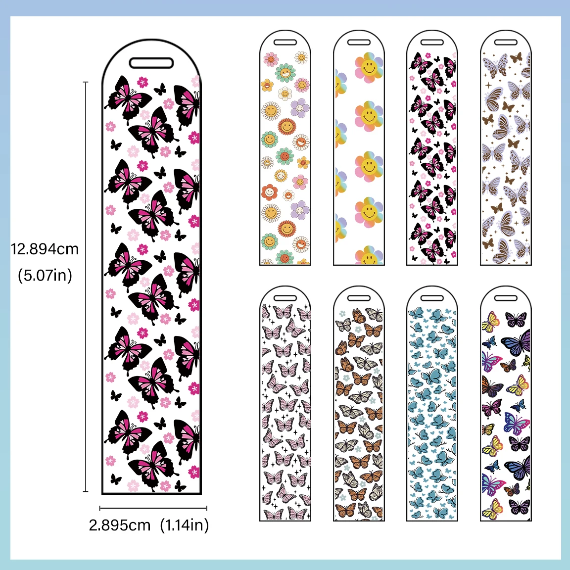 

5pcs uv dtf bookmark wrap transfers sticker label Cold Transfers Spring Brightly colored Printings Bundle DIY Stickers