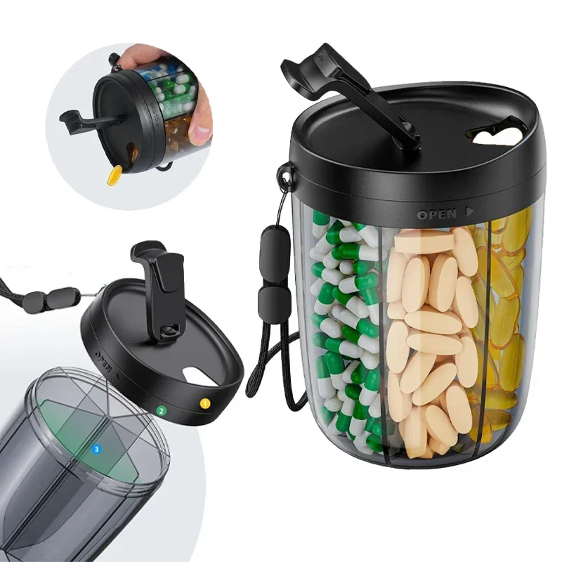 

6 Grids Large Pill Cup Bottle Organizer Supplement Organizer for Holding 6 Various Vitamins Travel Pill Case Box Straw Container