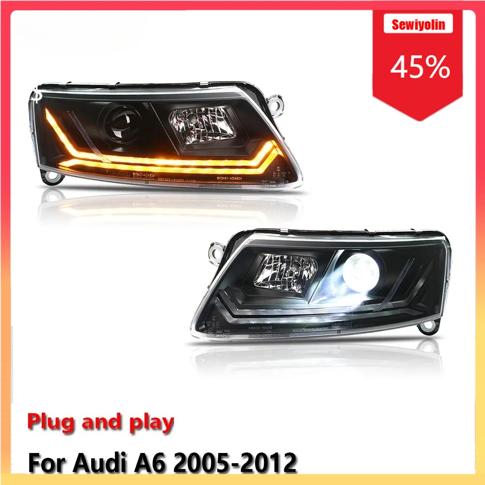 

Car Lamps Headlight Assemblies For Audi A6 Lamps Headlights 2005-2012 Fog DRL Brake Turn Signal Lamp Plug and Play