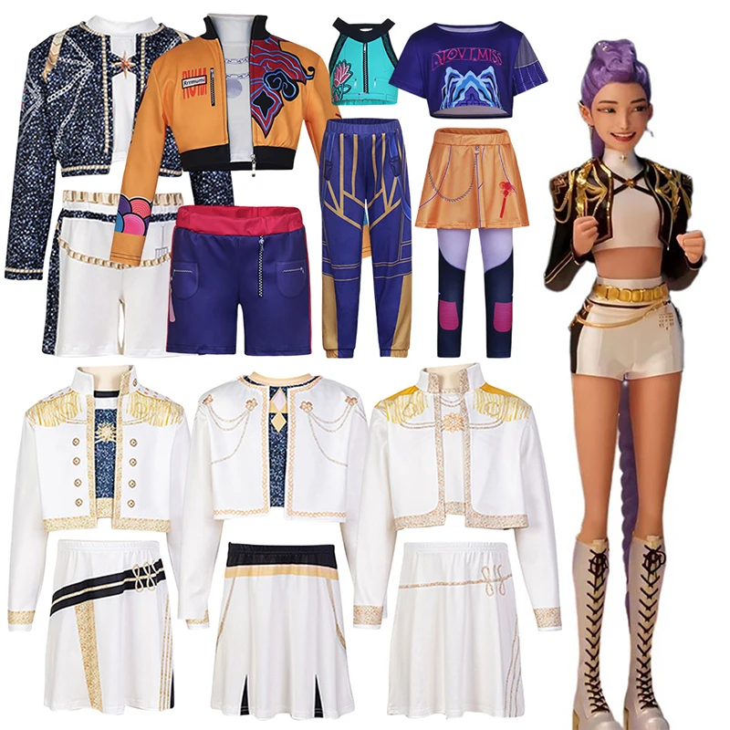 أطفال K-Pop رومي زوي ميرا تأثيري اكسسوارات زي فتاة عيد الميلاد كرنفال كوميك كون المرحلة هنتر لعب الأدوار الملابس وتتسابق