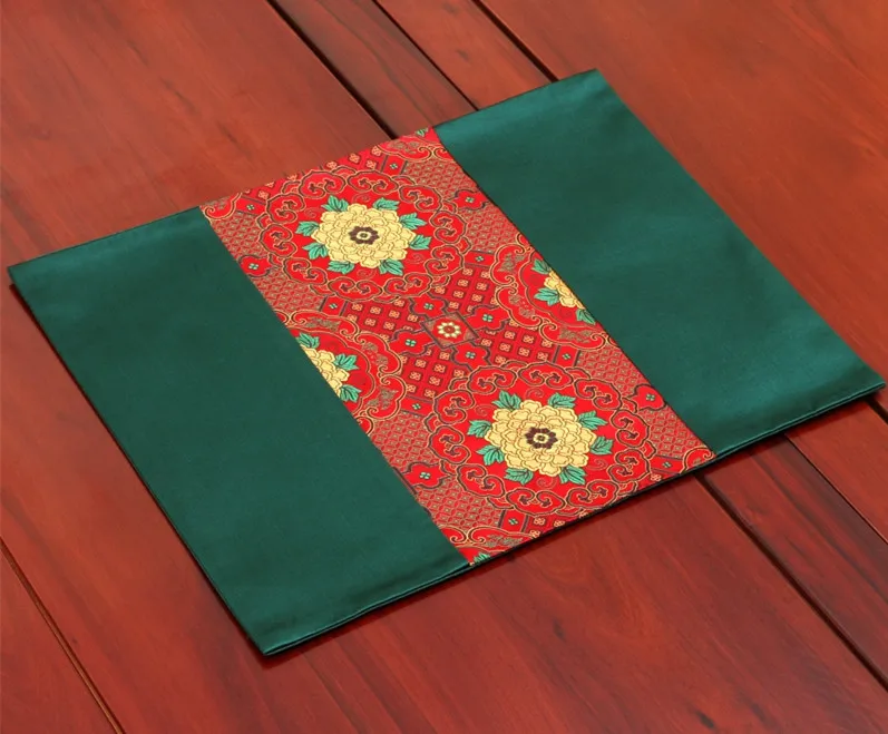 Custom Patchwork Mulberry Silk Brocade Placemats, Dining Table Mats, Large Rectangle Decorative Insulation Pads, Chinese Style